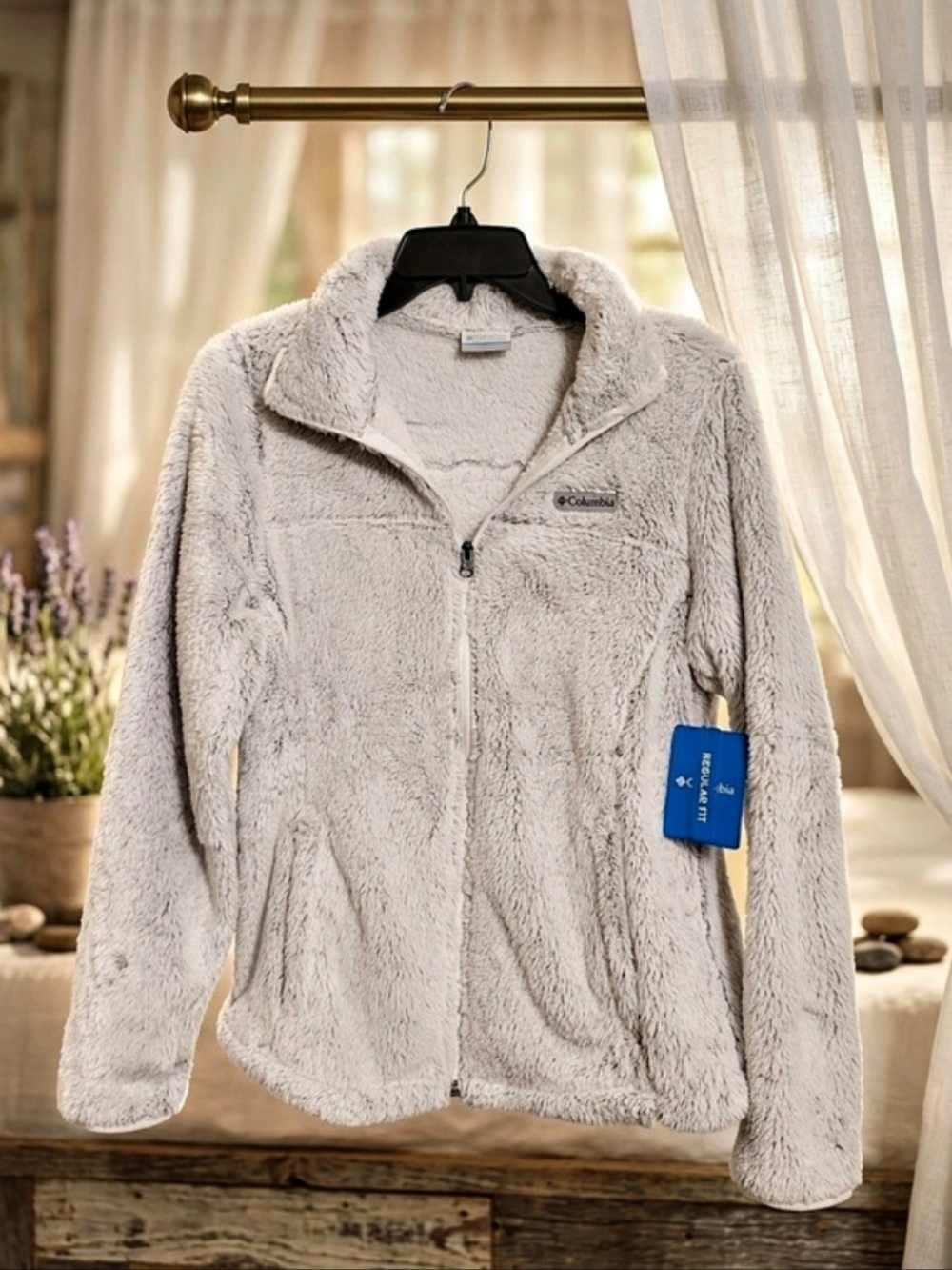 Columbia Women's Fire Side II Sherpa Full Zip Fleece Jacket Gray NWT